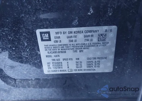 2018 Buick Encore Preferred from USA, damaged, VIN KL4CJASB1JB706330